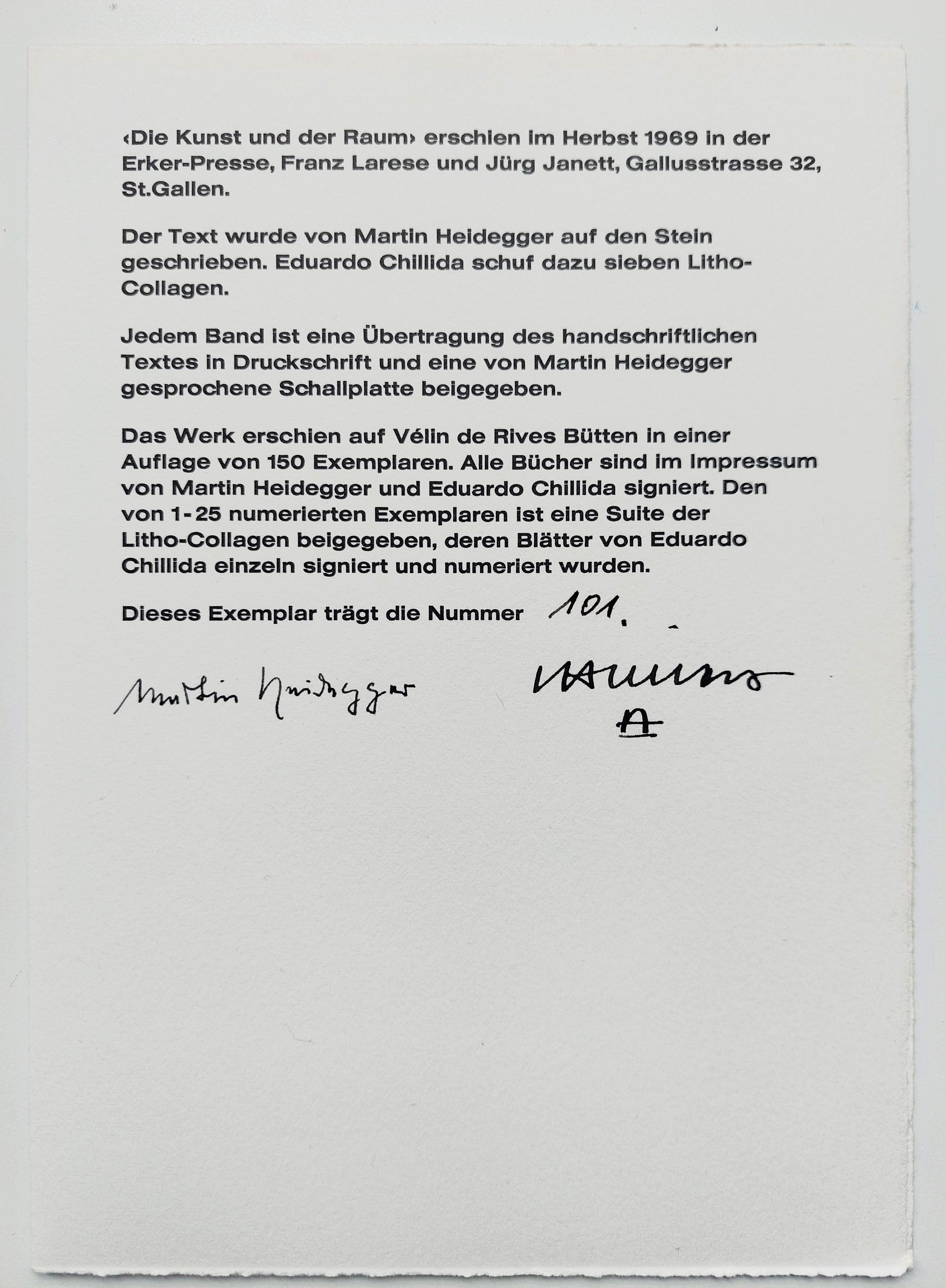 Eduardo CHILLIDA. Die Kunst und der Raum, 1969. Litografía original firmada a mano (1+7 litografías)